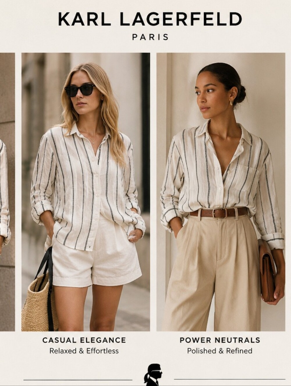 Karl Lagerfeld Black and Cream Striped LINEN SHIRT 🖤